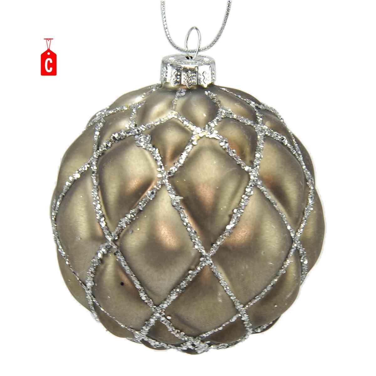 Pallina Natale Vetro cm.8 Grigio Ottone 4 Modelli |Universl