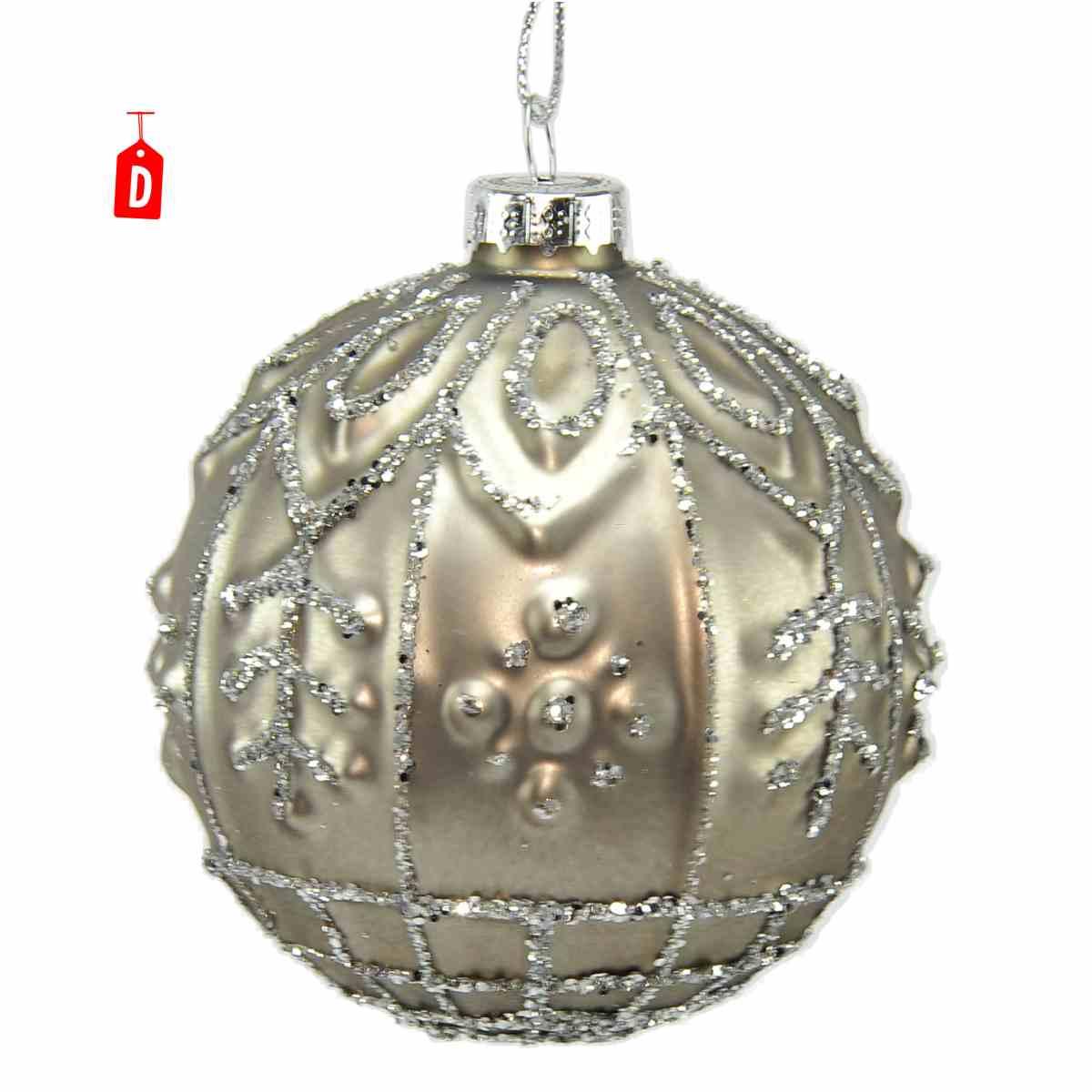 Pallina Natale Vetro cm.8 Grigio Ottone 4 Modelli |Universl