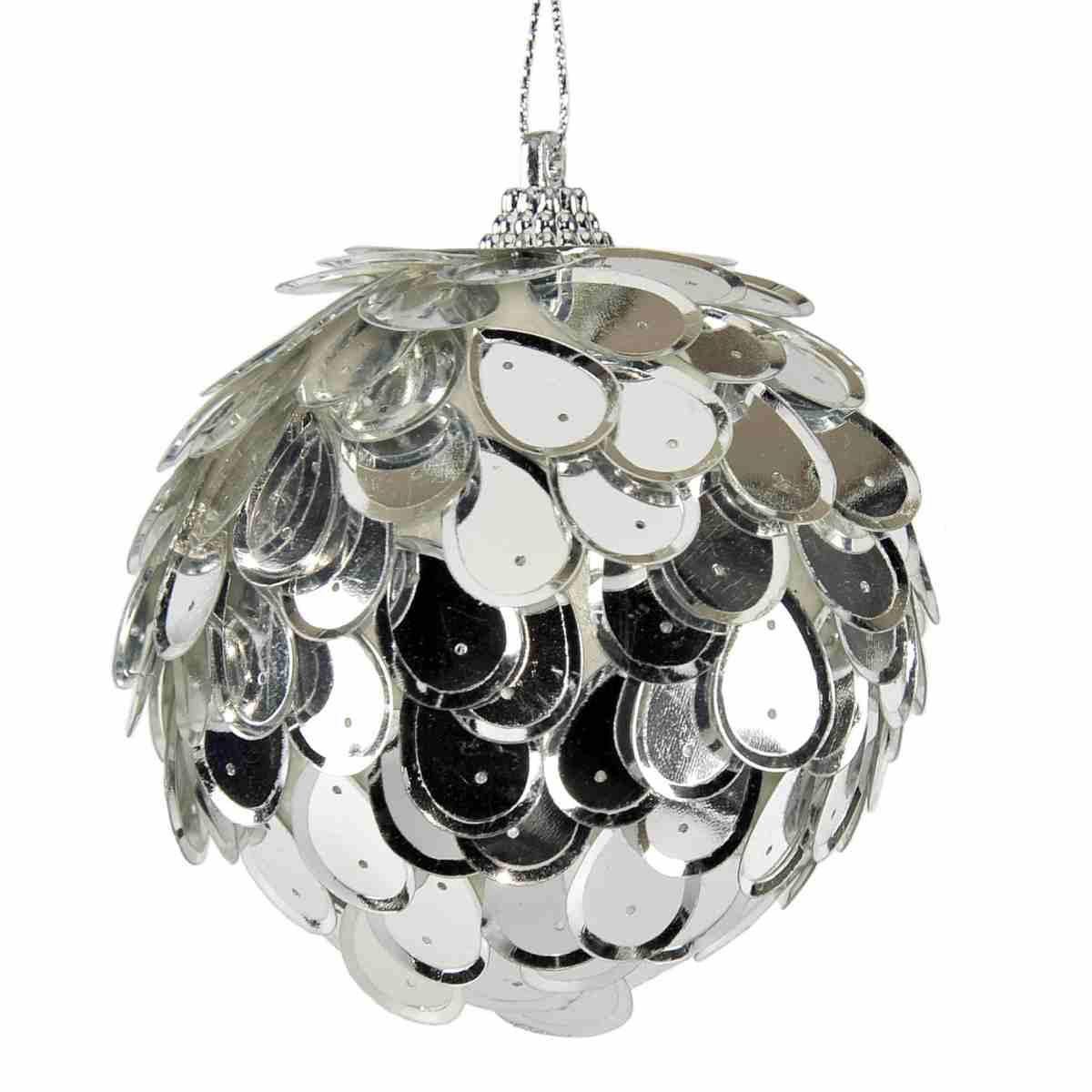Pallina Natale cm.8 Argento con Gocce Set pz.6 |Universl