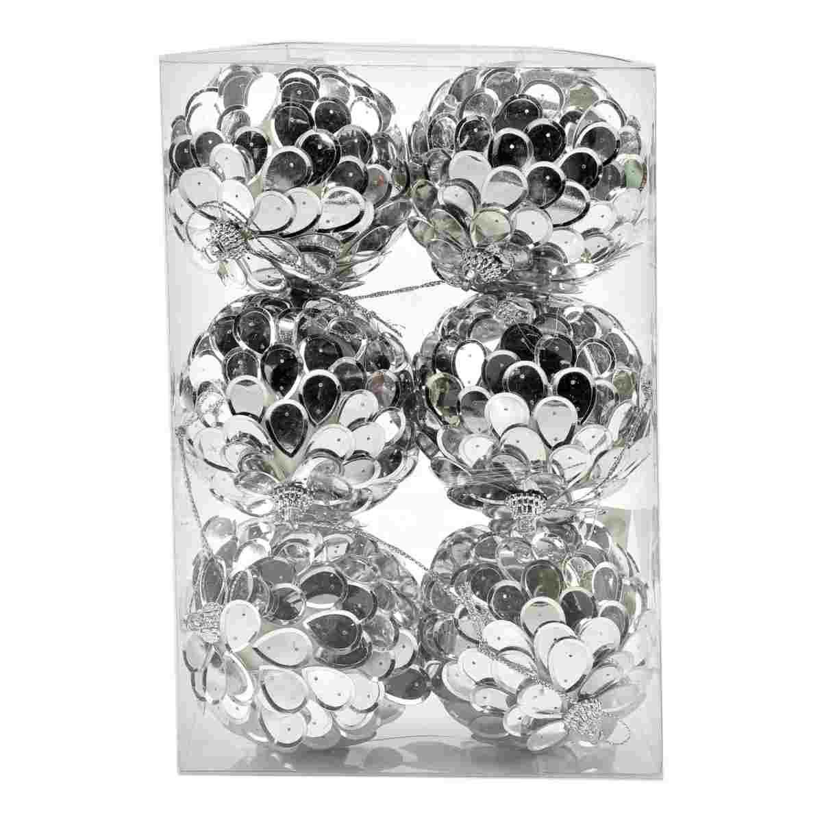 Pallina Natale cm.8 Argento con Gocce Set pz.6 |Universl