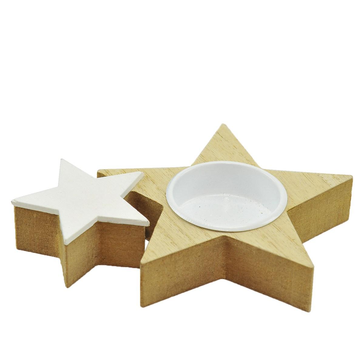 Portacandela Natale Legno Stella 1p cm.13x2x10 |Universl