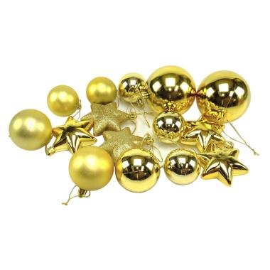 Pallina Natale cm.5/8 Oro con Stelle Set pz.15 |M2 Store