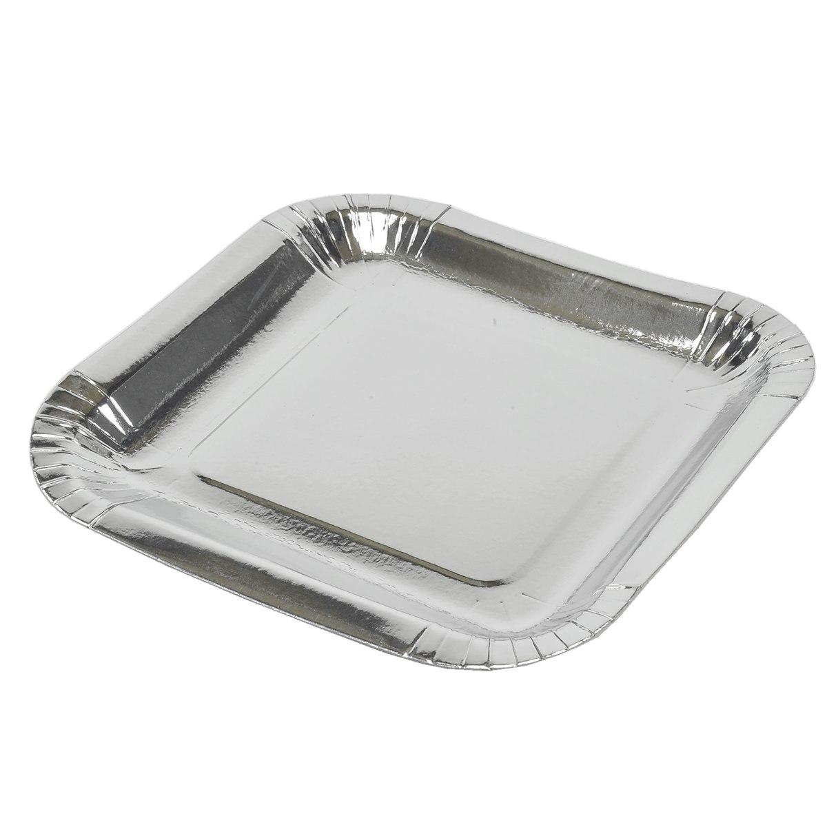 Piatti Carta Natale cm.23,5x23,5 Argento Set pz.10 |M2 Store