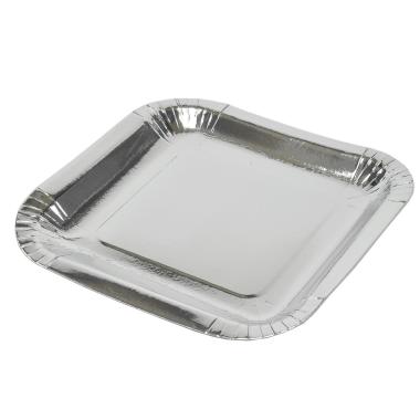 Piatti Carta Natale cm.23,5x23,5 Argento Set pz.10 |M2 Store