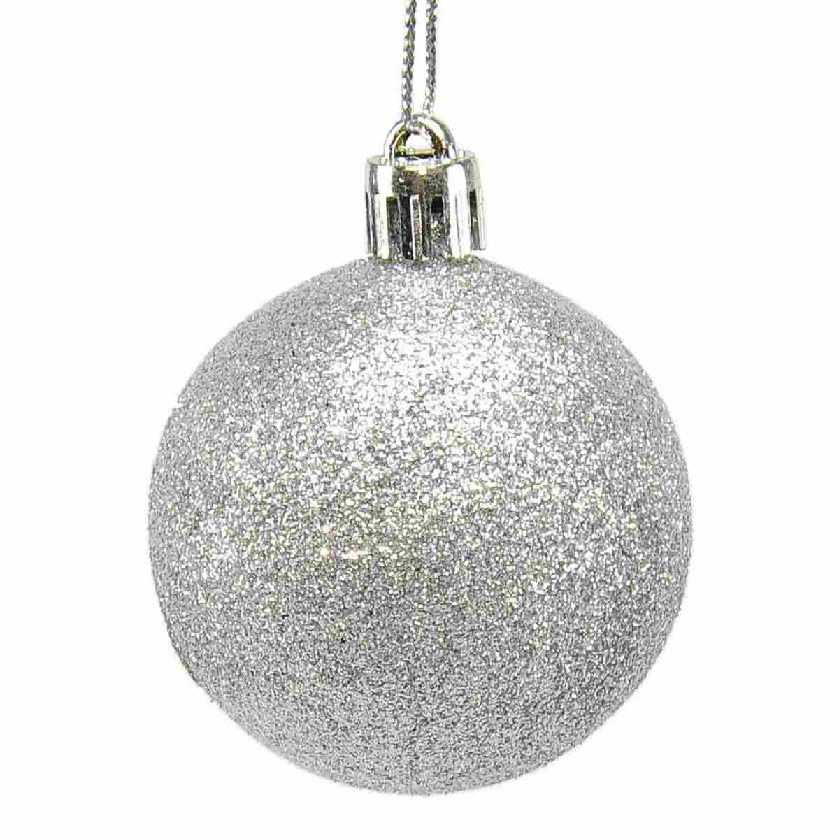 Pallina Natale cm.5 Argento Glitter Set pz.16 |M2 Store