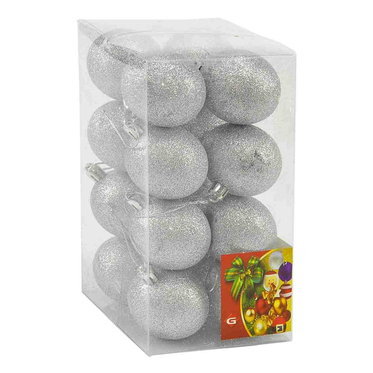 Pallina Natale cm.5 Argento Glitter Set pz.16 |M2 Store