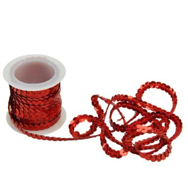 Nastro Cordoncino mt.5 Paillettes Rosso
