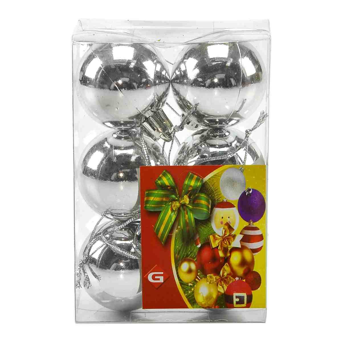 Pallina Natale cm.4 Argento Lucido Set pz.6 |M2 Store