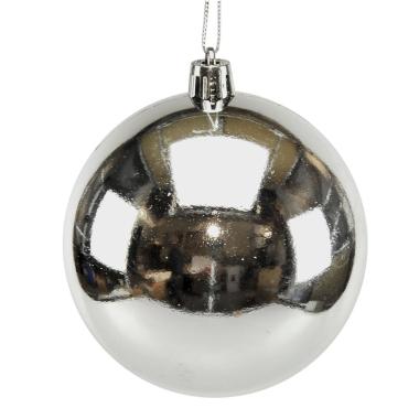 Pallina Natale cm.8 Argento Lucido Set pz.6 |M2 Store