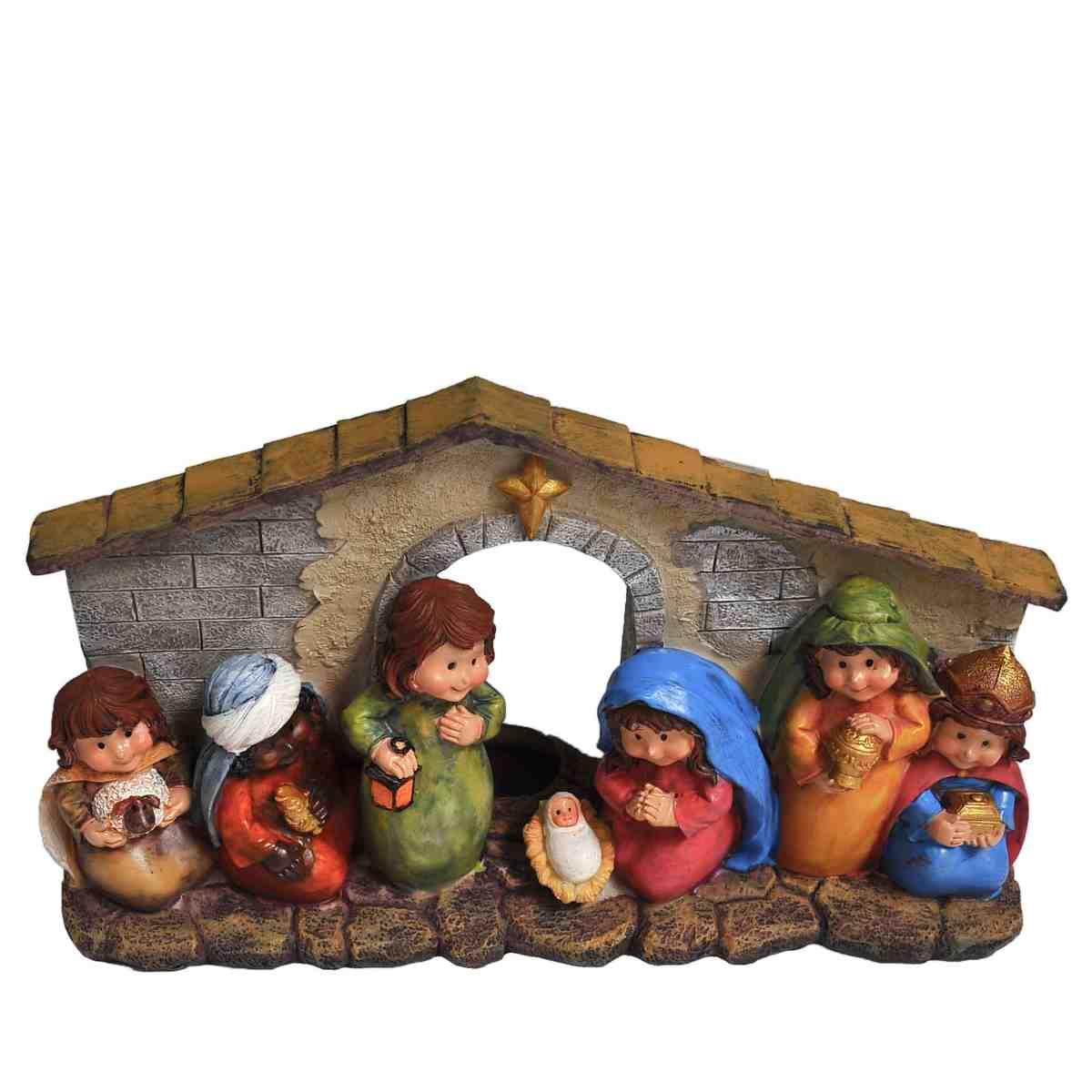 Nativit Mini con Capanna Legno cm.11 Set da 7 Pz. | M2 Store