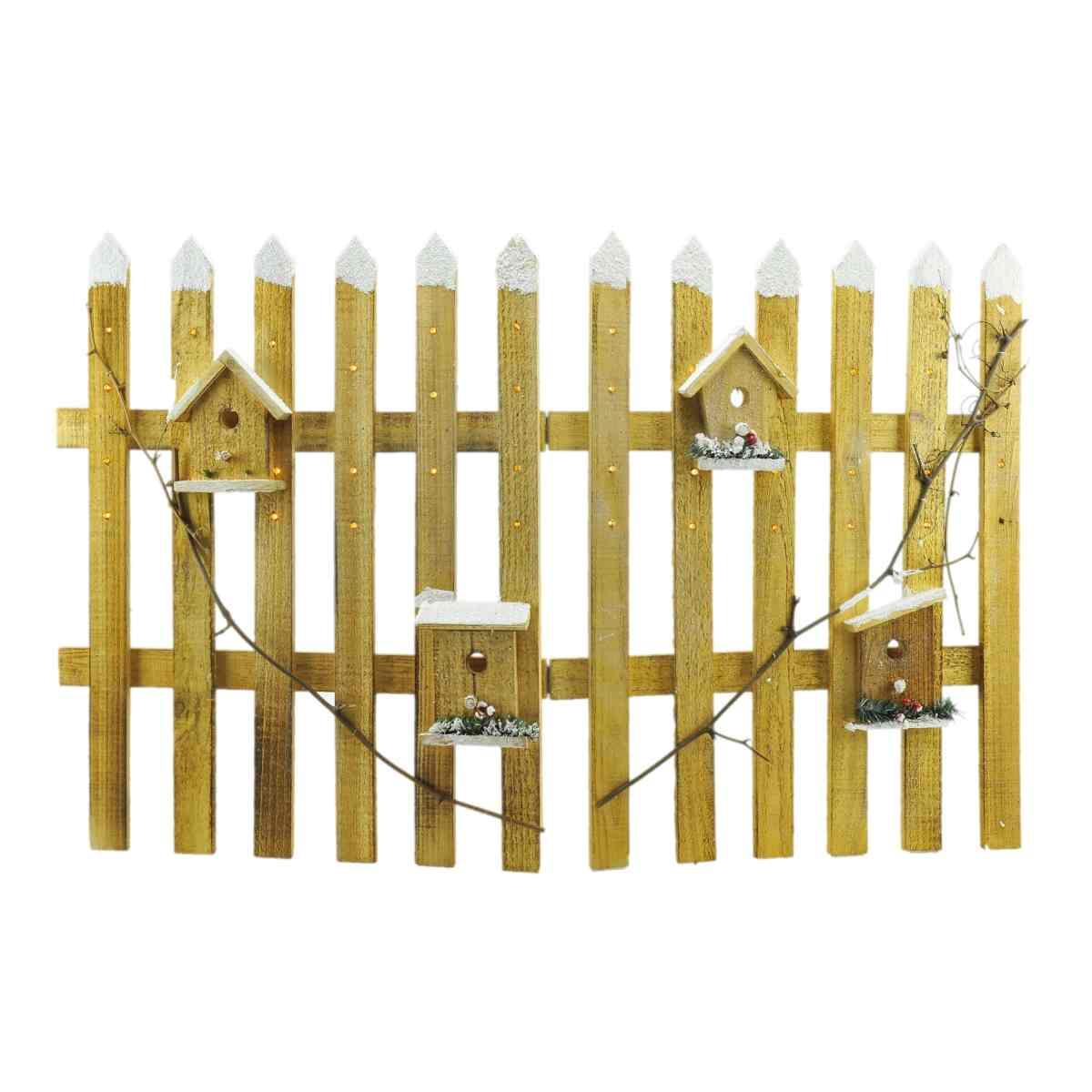 Luci Natale Interno Staccionata Legno Luci Bianco Caldo a Batterie cm.64x100 |M2 Store