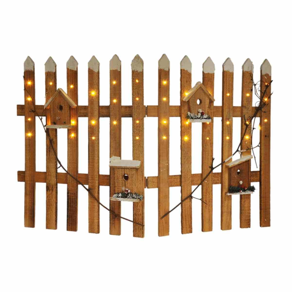 Luci Natale Interno Staccionata Legno Luci Bianco Caldo a Batterie cm.64x100 |M2 Store