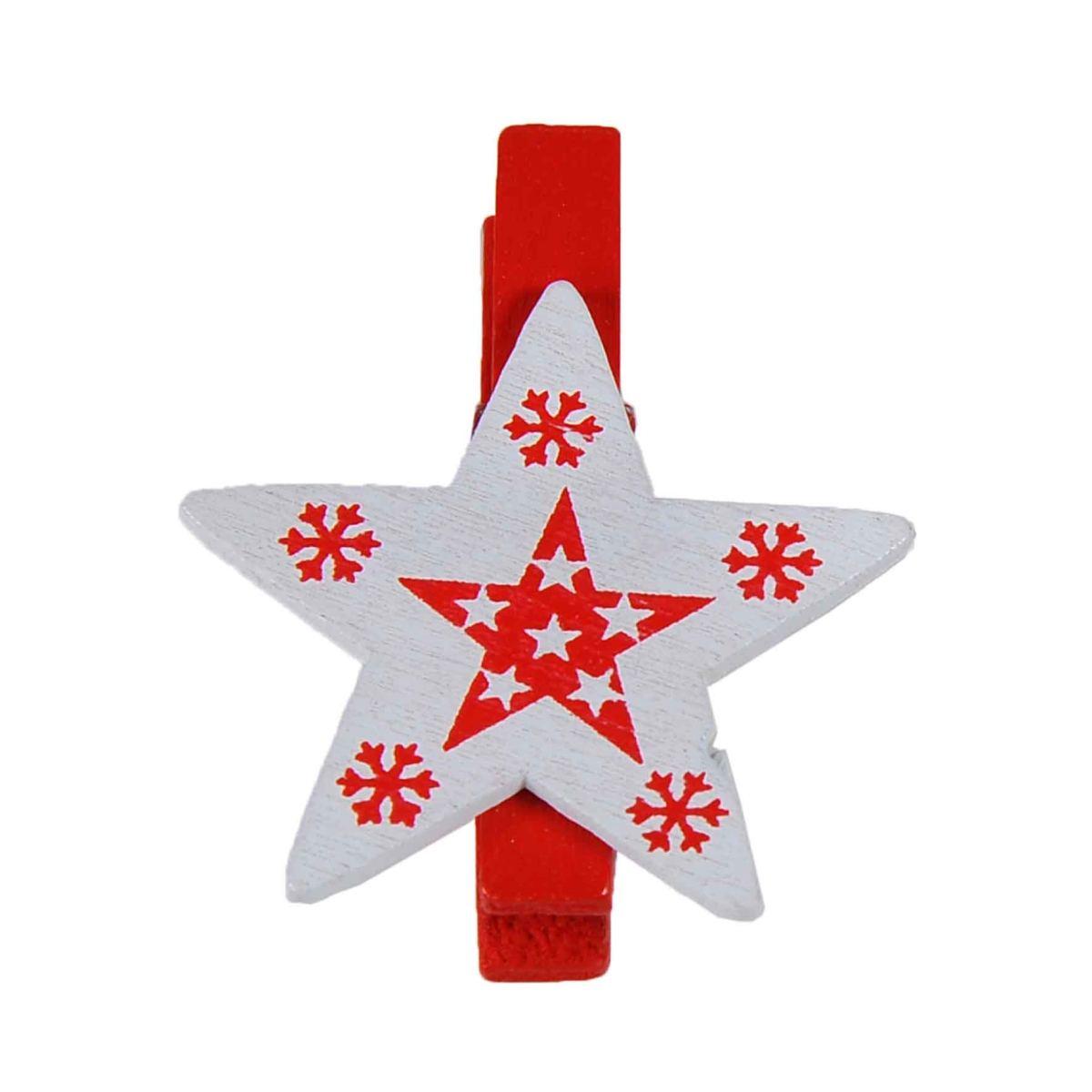 Molletta Natale Legno Stella pz.9 |M2 Store