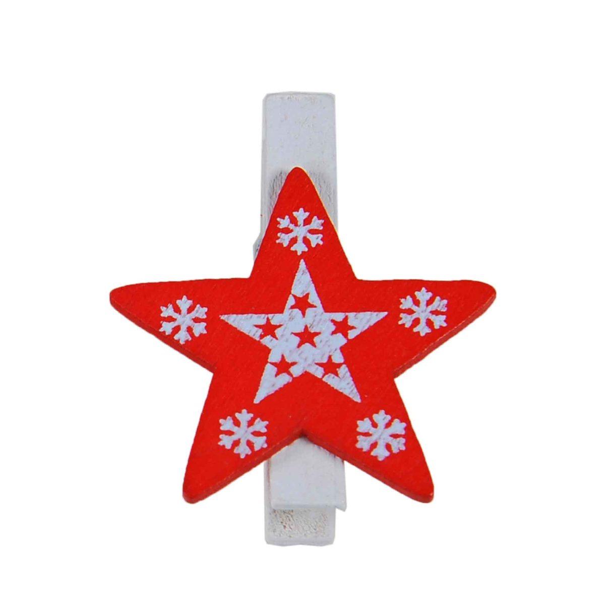 Molletta Natale Legno Stella pz.9 |M2 Store
