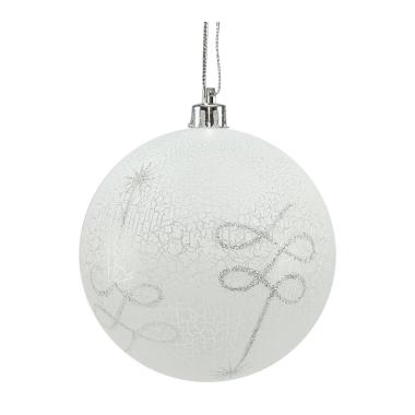 Pallina Natale cm.8 Bianco Cracl Dec Glitter Set pz.4 |M2 Store