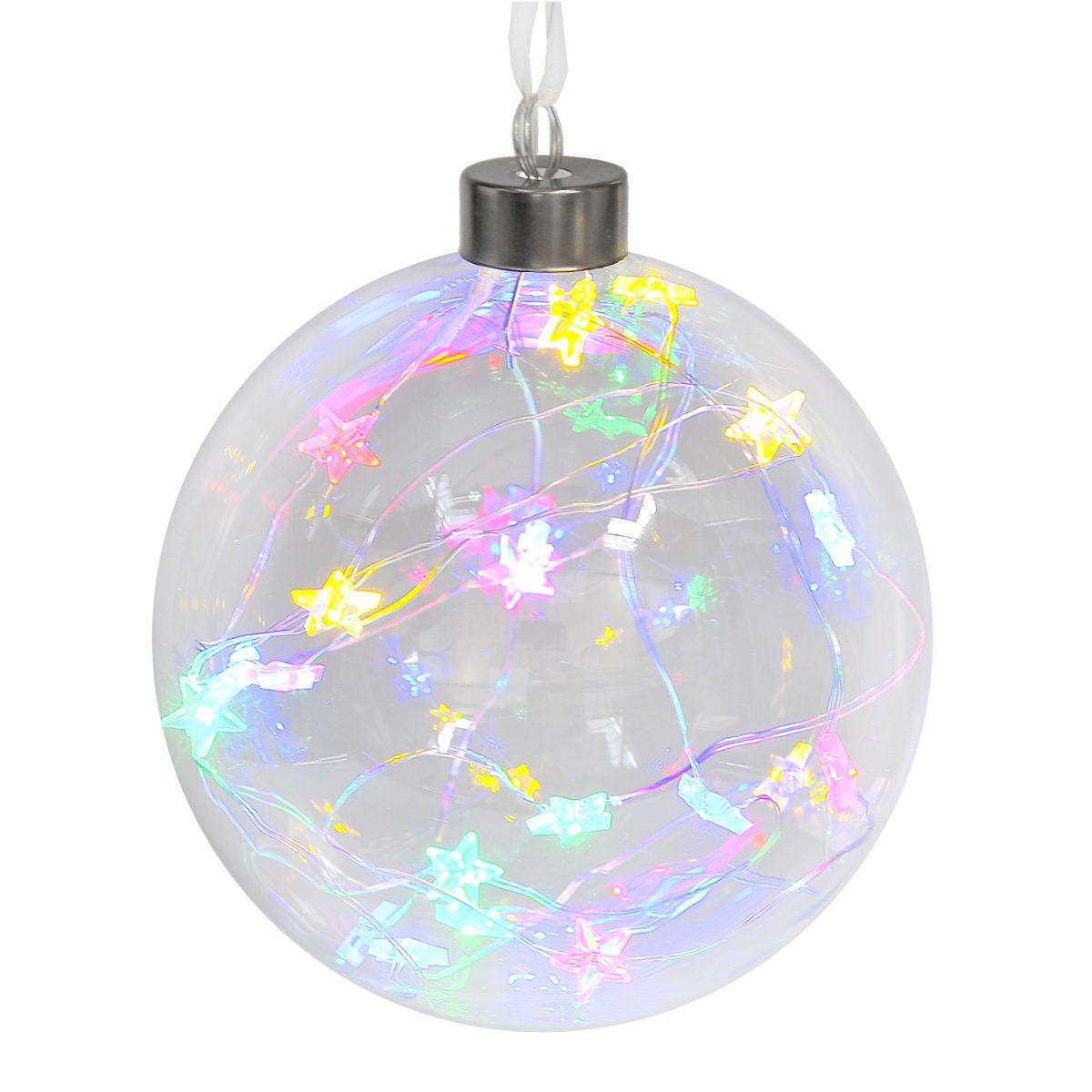 Pallina Natale Vetro cm.Ø12 con Luce Multi 20 LED Batteria |M2 Store