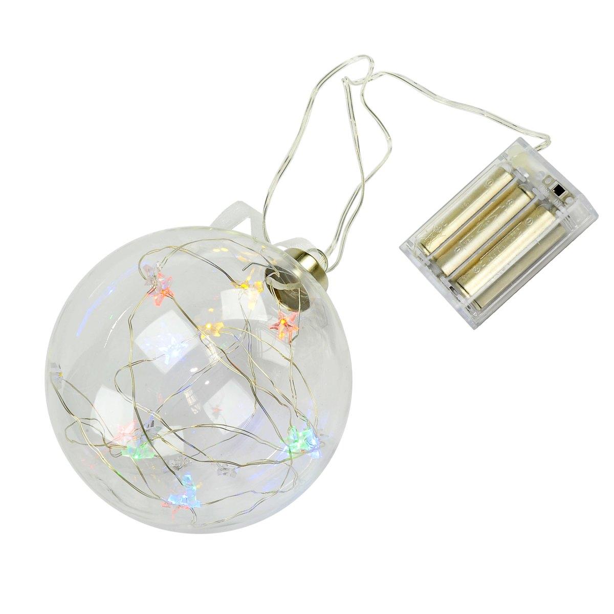 Pallina Natale Vetro cm.Ø12 con Luce Multi 20 LED Batteria |M2 Store
