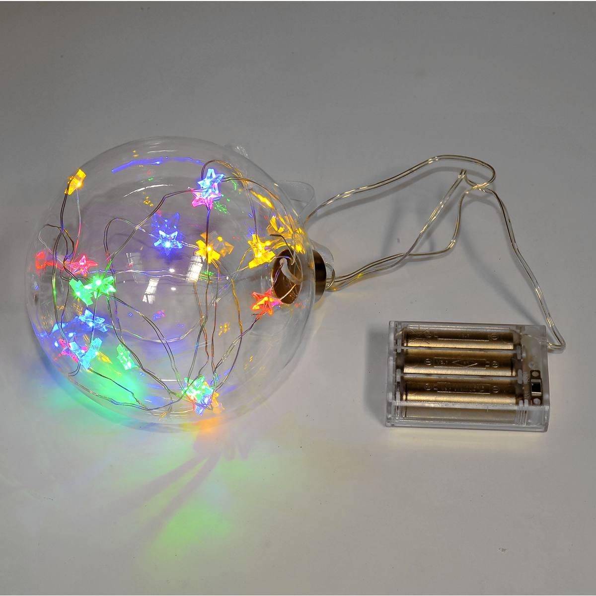 Pallina Natale Vetro cm.Ø12 con Luce Multi 20 LED Batteria |M2 Store