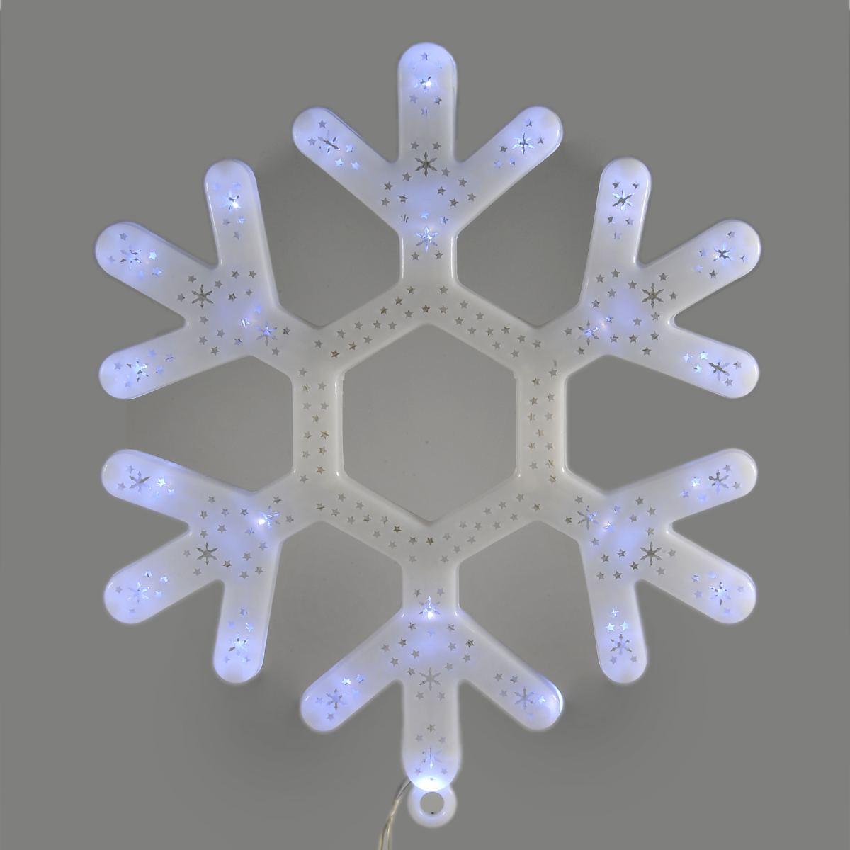 Fiocco di Neve PVC 24 Led Bianco Freddo Batteria cm.30