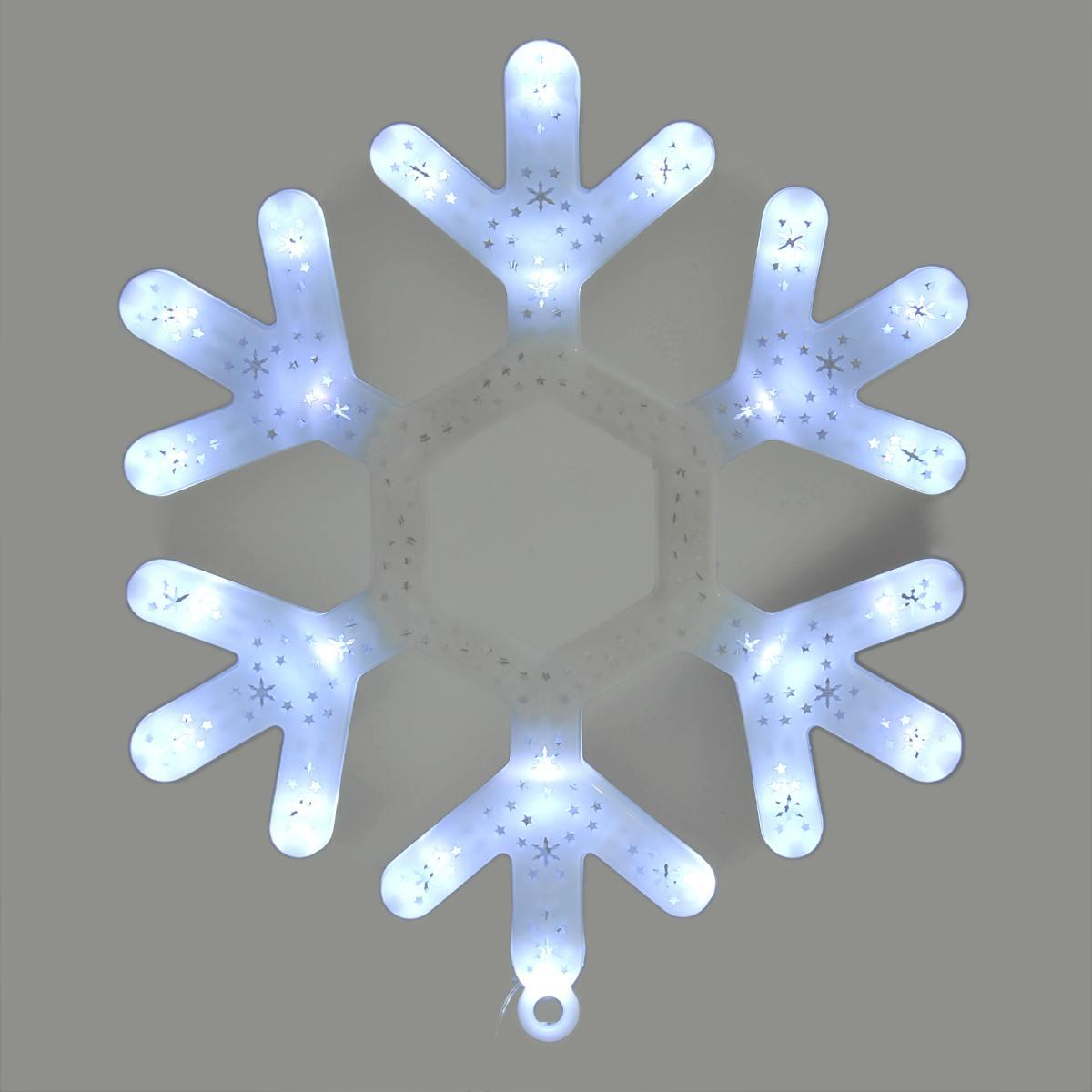 Fiocco di Neve PVC 24 Led Bianco Freddo Batteria cm.30