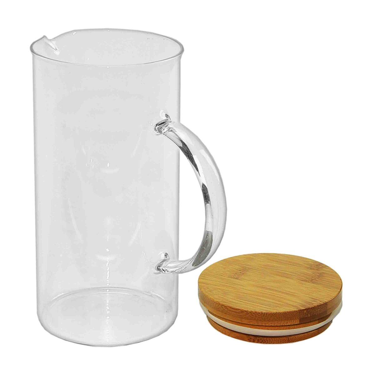 Caraffa Vetro con Manico Coperchio Legno Lt.1 | M2 Store