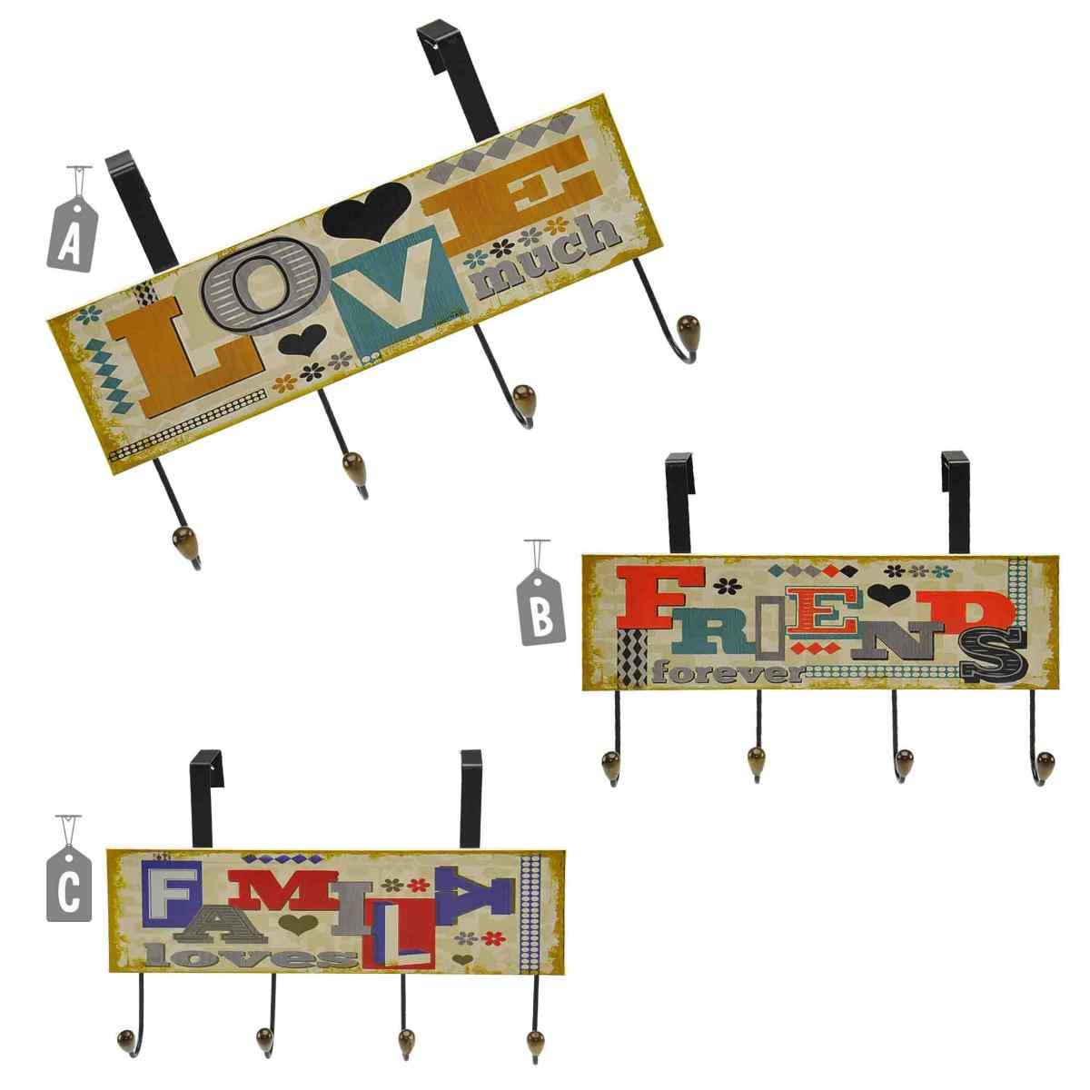 Appendi Abiti Legno 4 Posti con Ganci cm.34x17 | M2 Store