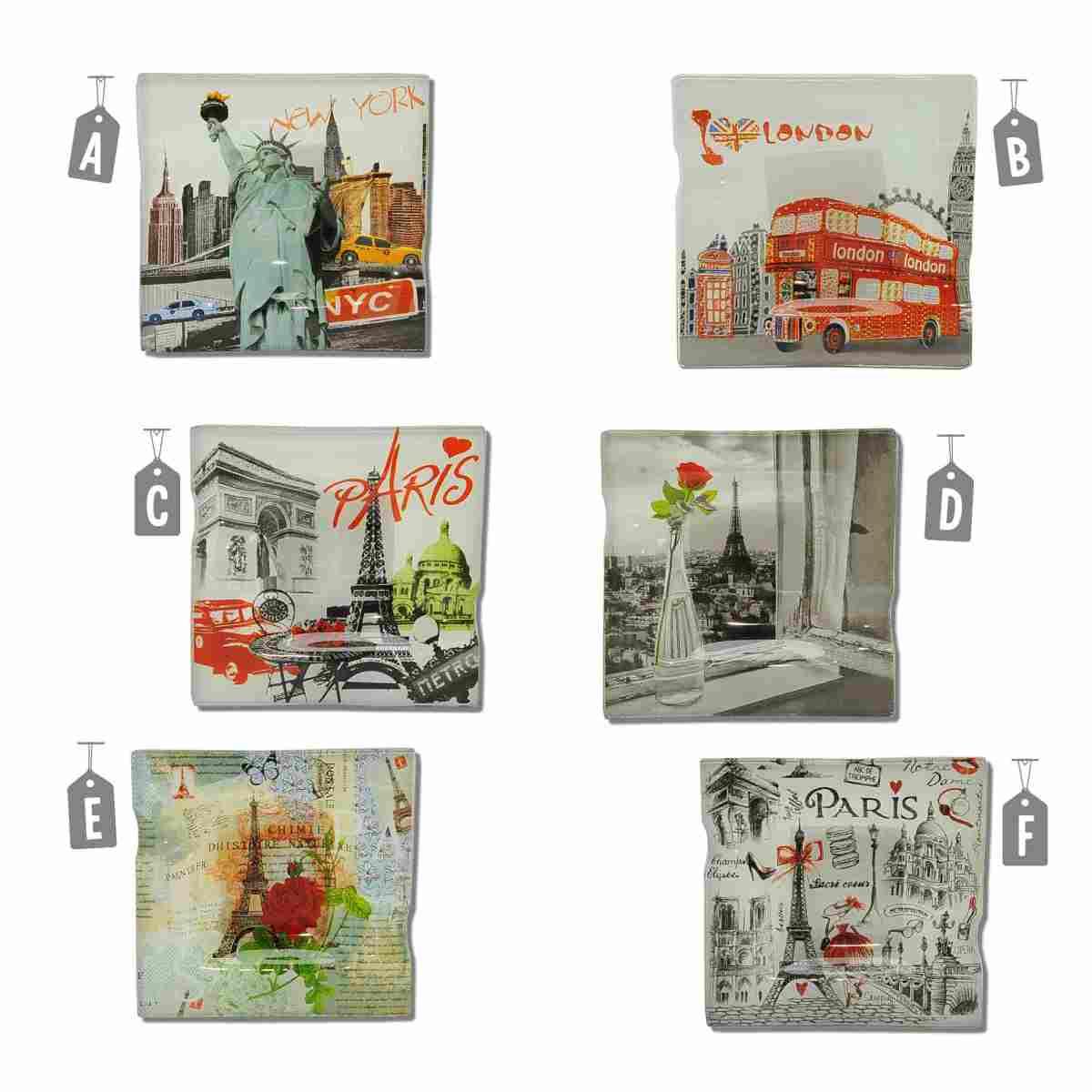 Posacenere Vetro Città cm.12x12 6 Modelli | M2 Store