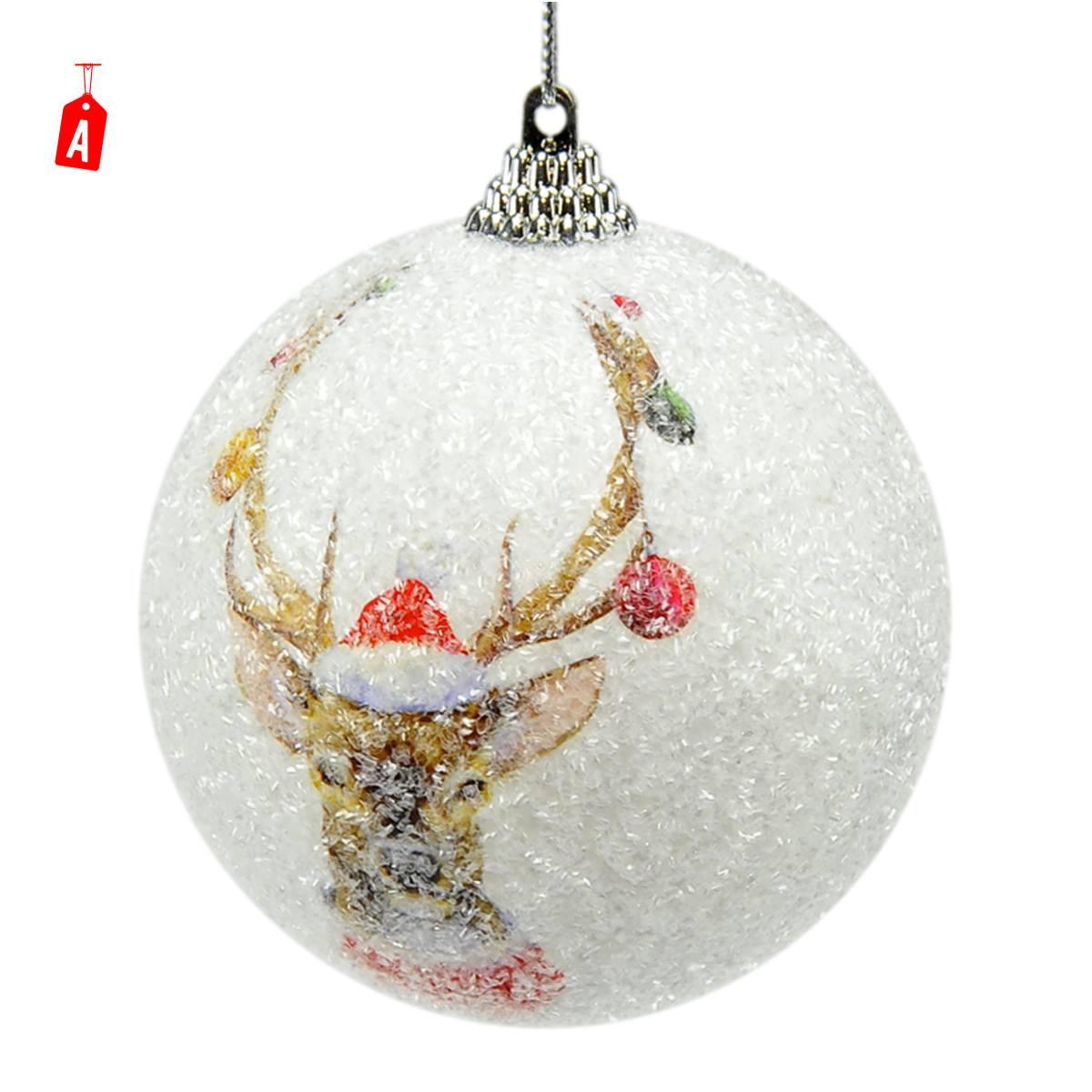 Pallina Natale cm.8 Bianche Decorata Set pz.3 3 Modelli |M2 Store