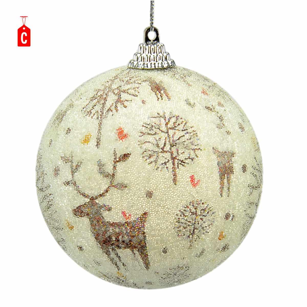 Pallina Natale cm.8 Bianche Decorata Set pz.3 3 Modelli |M2 Store