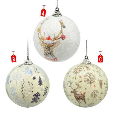 Pallina Natale cm.8 Bianche Decorata Set pz.3 3 Modelli |M2 Store
