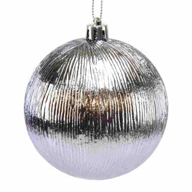 Pallina Natale cm.8 Viola Lucida Rigata Set pz.3 |M2 Store