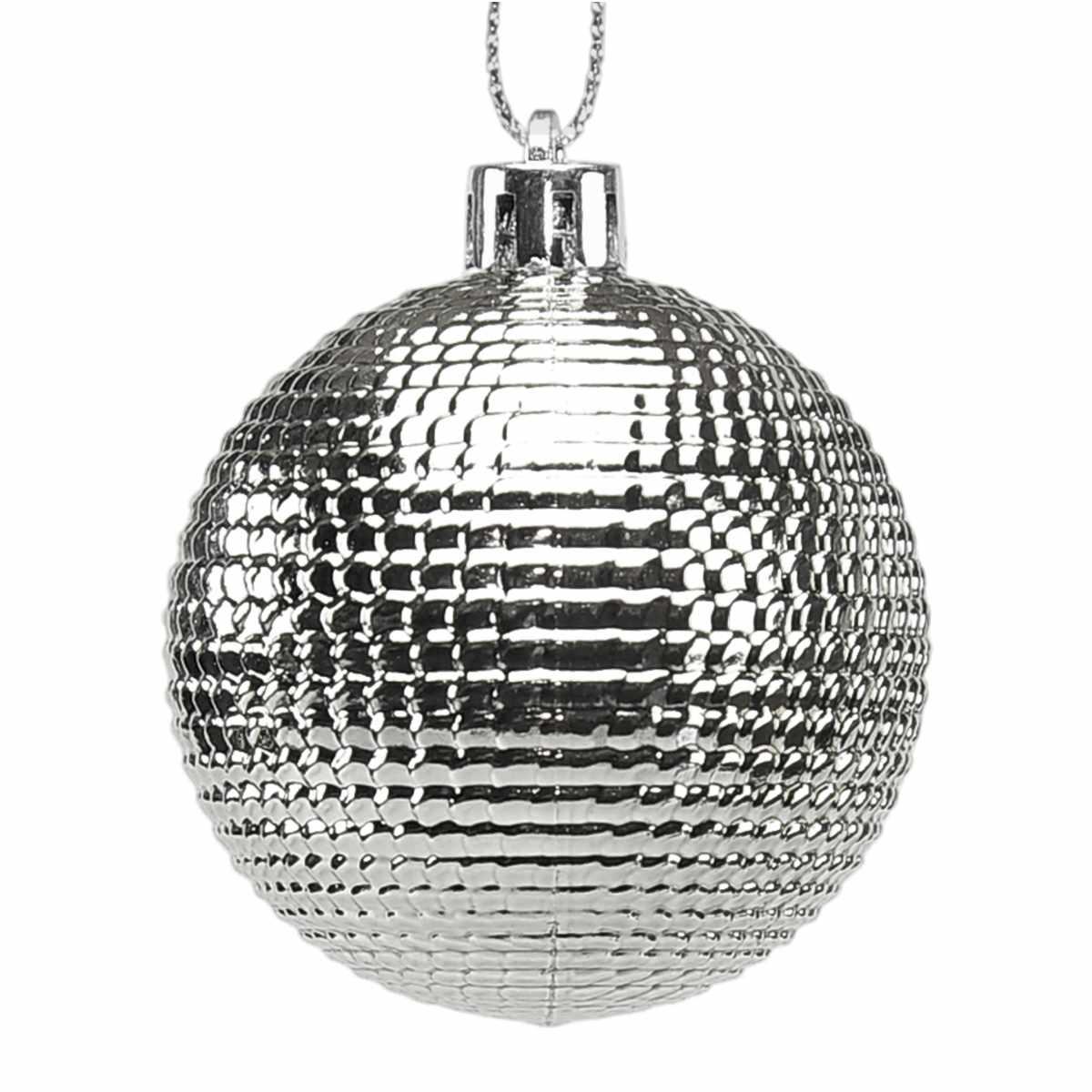 Pallina Natale cm.6 Argento Lucido Martellato Set pz.6 |M2 Store