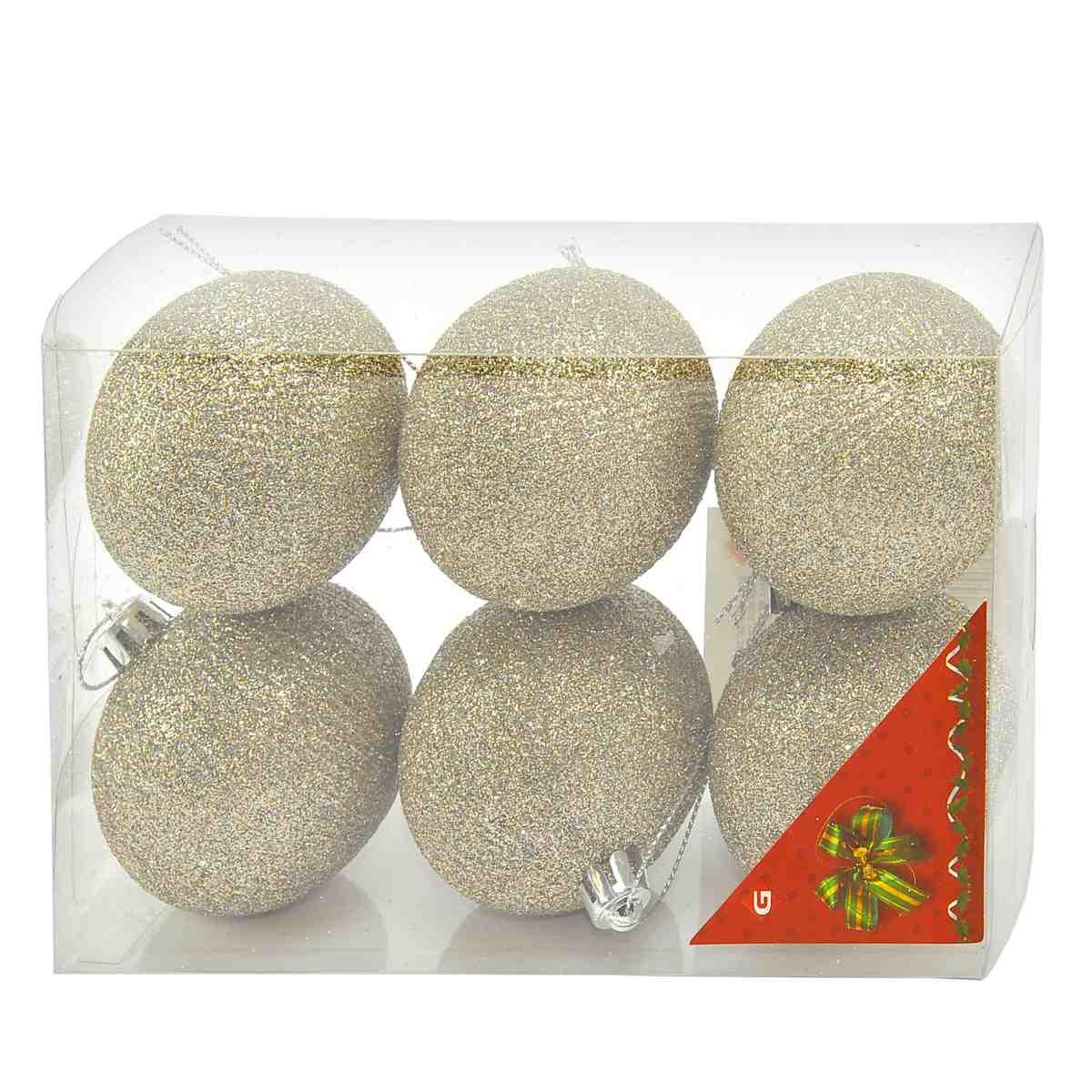 Pallina Natale cm.6 Argento Glitter Set pz.6 |M2 Store