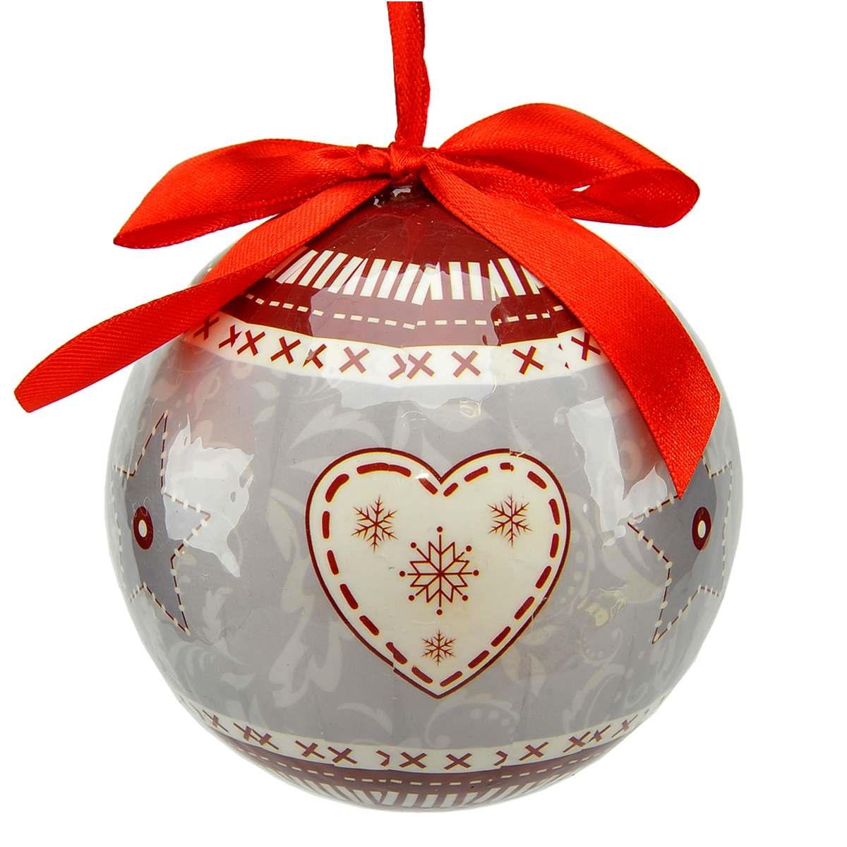 Pallina Natale cm.10 Grigie Decorate Set da pz.4 |M2 Store