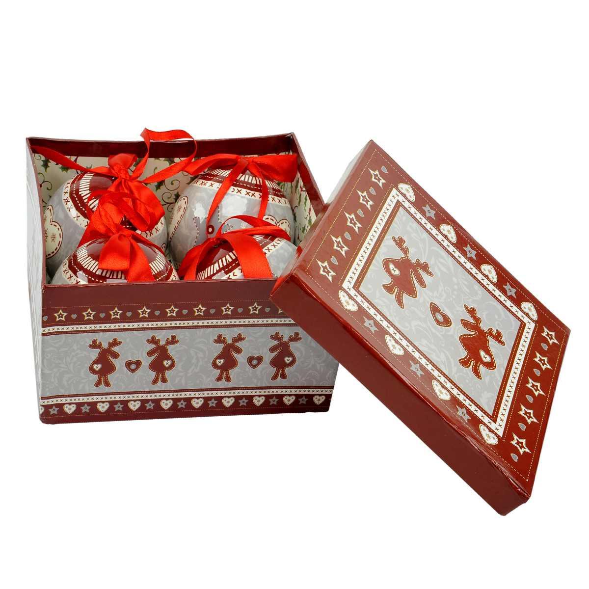 Pallina Natale cm.10 Grigie Decorate Set da pz.4 |M2 Store