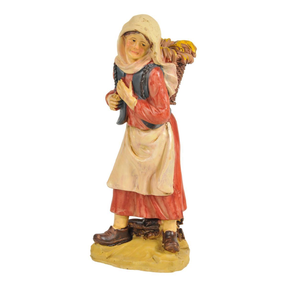 Statua cm.20 Donna con Cesta sulle Spalle | M2 Store