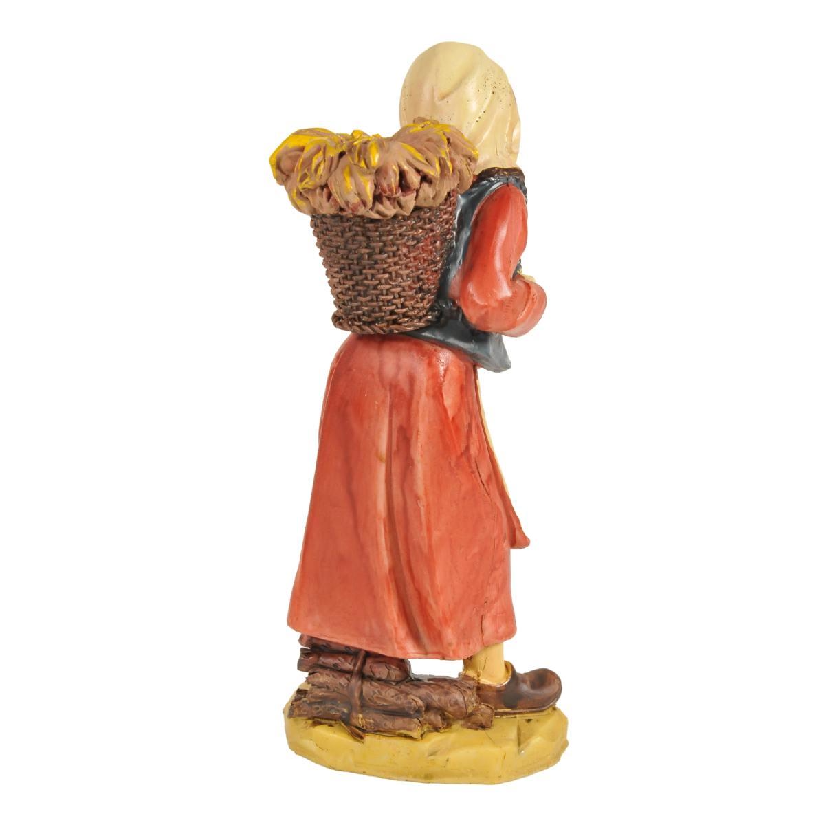 Statua cm.20 Donna con Cesta sulle Spalle | M2 Store