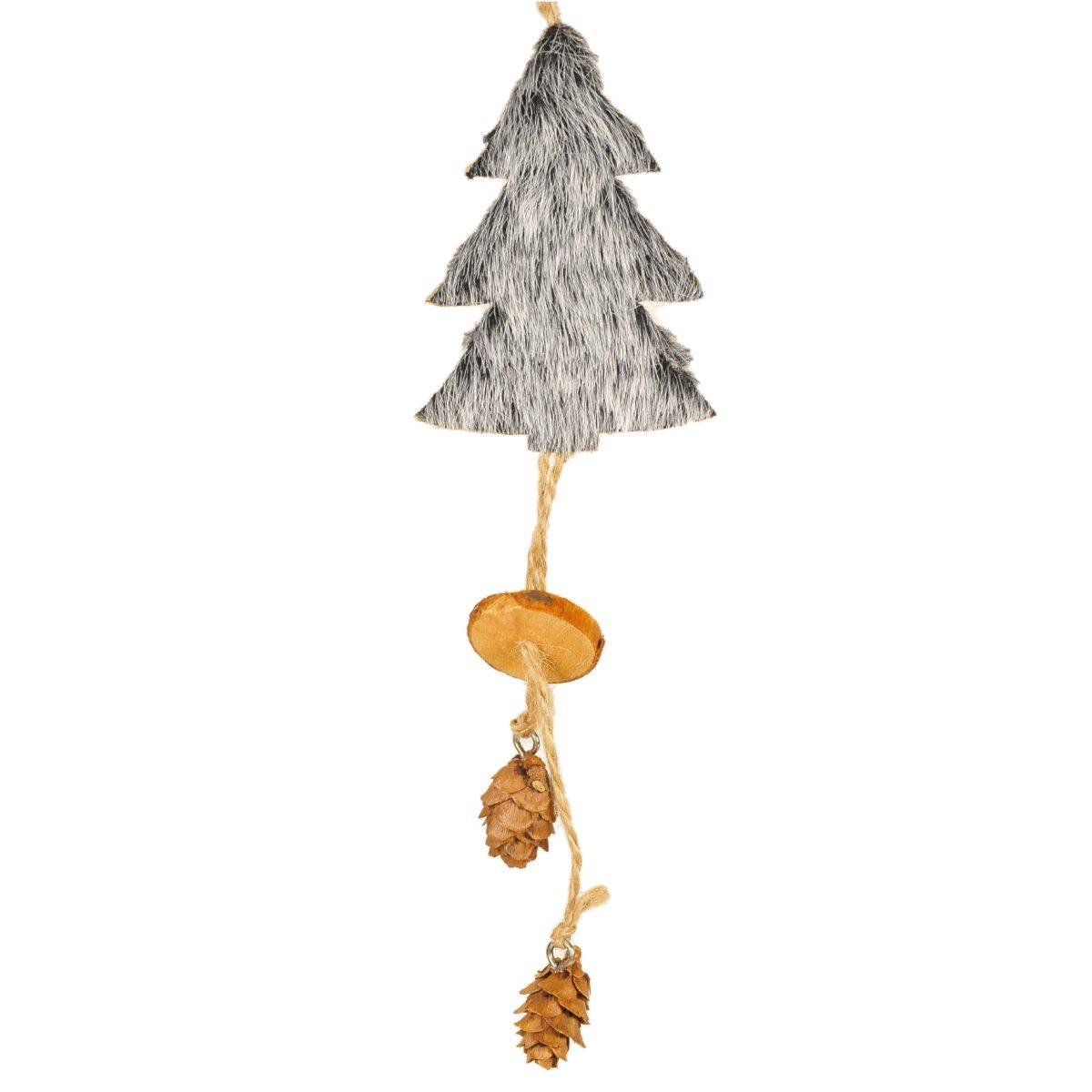 Decorazione Natalizia Albero Legno con Pelliccia Grigia |M2 Store