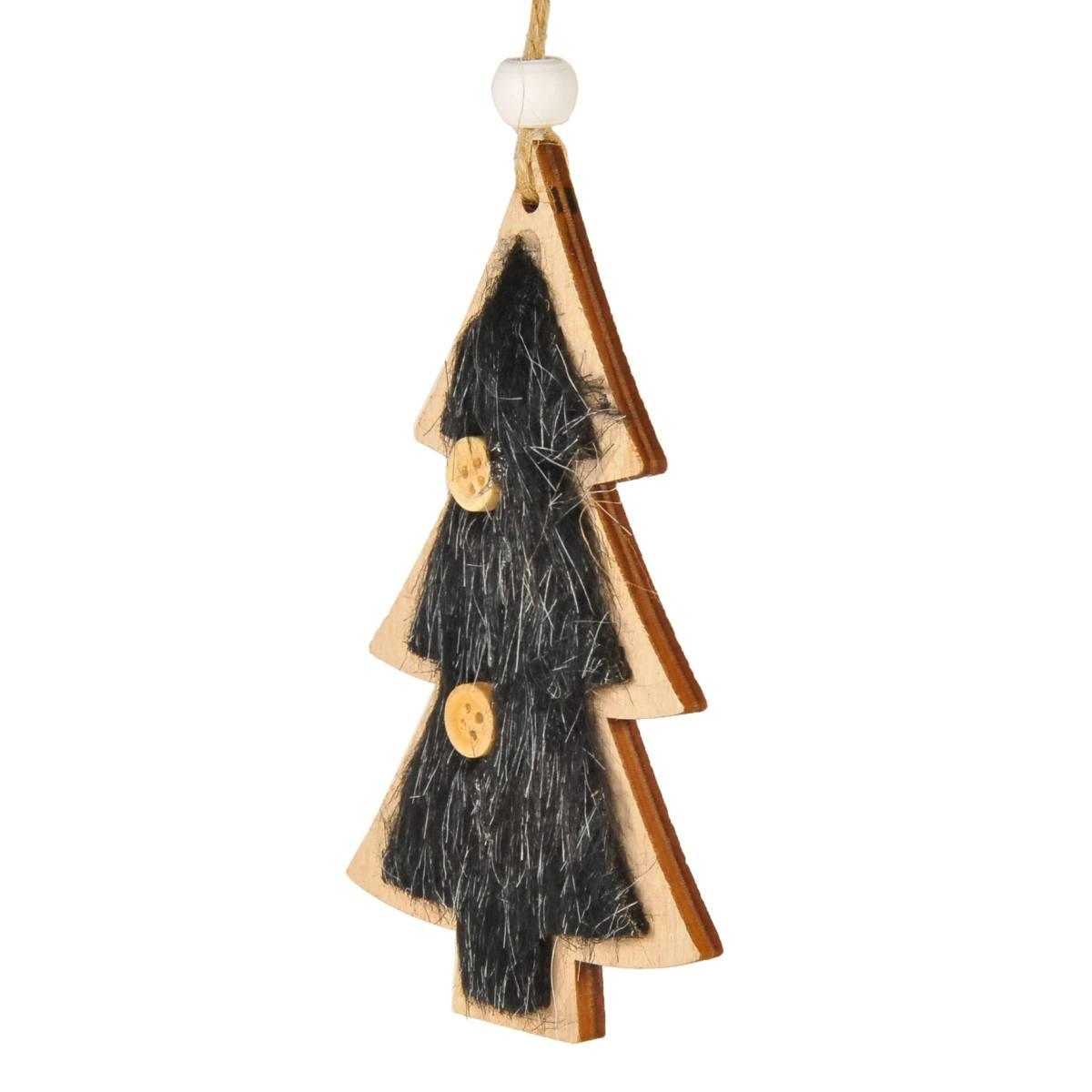 Decorazione Natalizia Albero Legno con Pelliccia Nera c12 |M2 Store