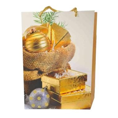 Busta Regalo Natale cm.42x30x12 Pacchetti Oro |M2 Store