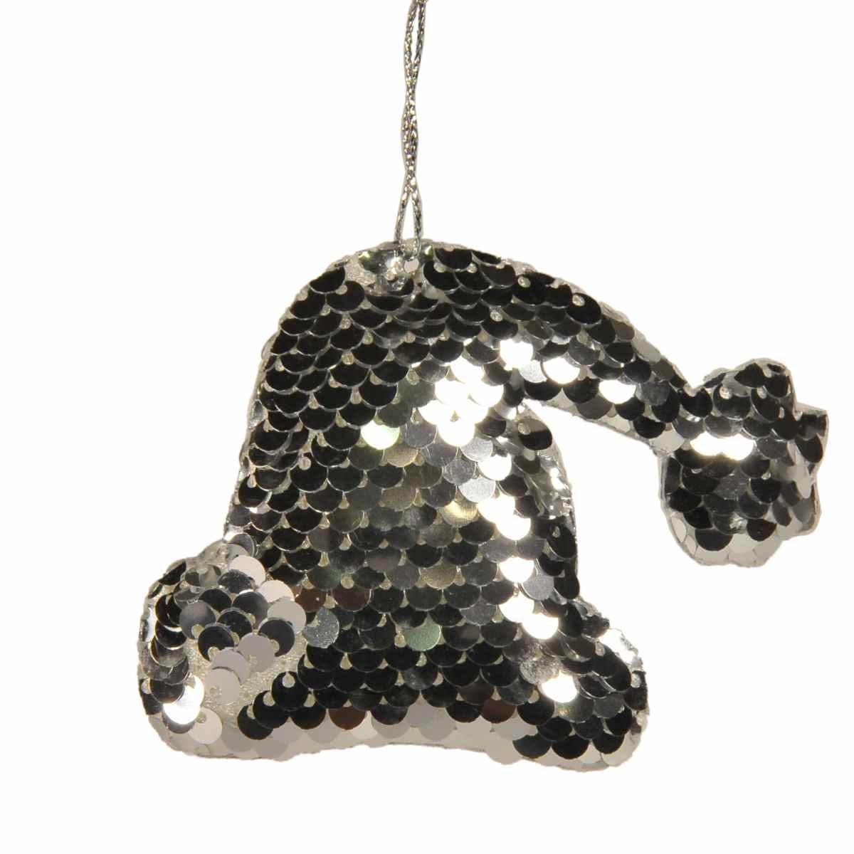 Decorazione Natalizia Cappello Argento con Paillettes cm.10 |M2 Store