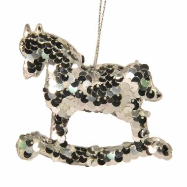 Decorazione Natalizia Cavalluccio Argento con Paill. cm.9 |M2 Store