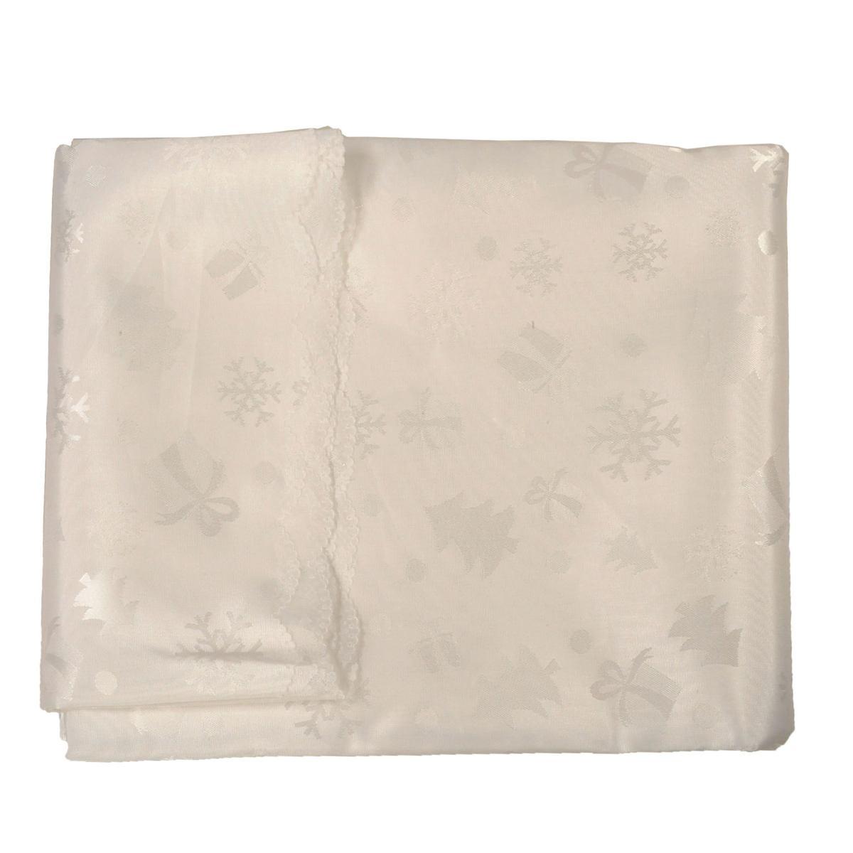 Tovaglia Natale Bianca con Alberi cm.140x170