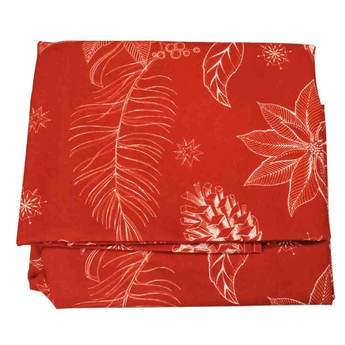 Tovaglia Natale Rossa con Foglie cm.140x170