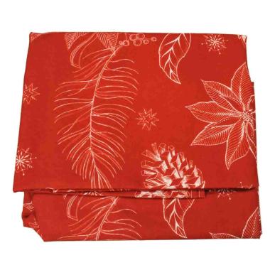 Tovaglia Natale Rossa con Foglie cm.140x170
