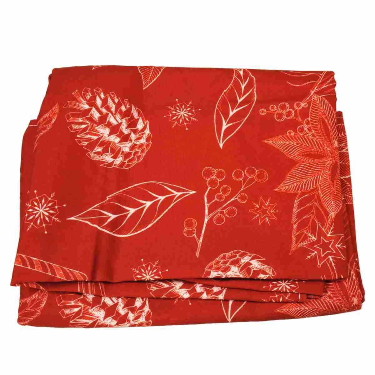 Tovaglia Natalizia Rossa con Foglie cm.140x230 |M2 Store