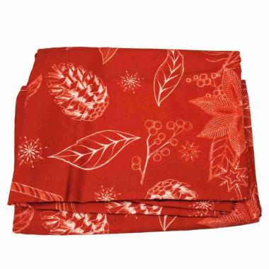 Tovaglia Natalizia Rossa con Foglie cm.140x230 |M2 Store
