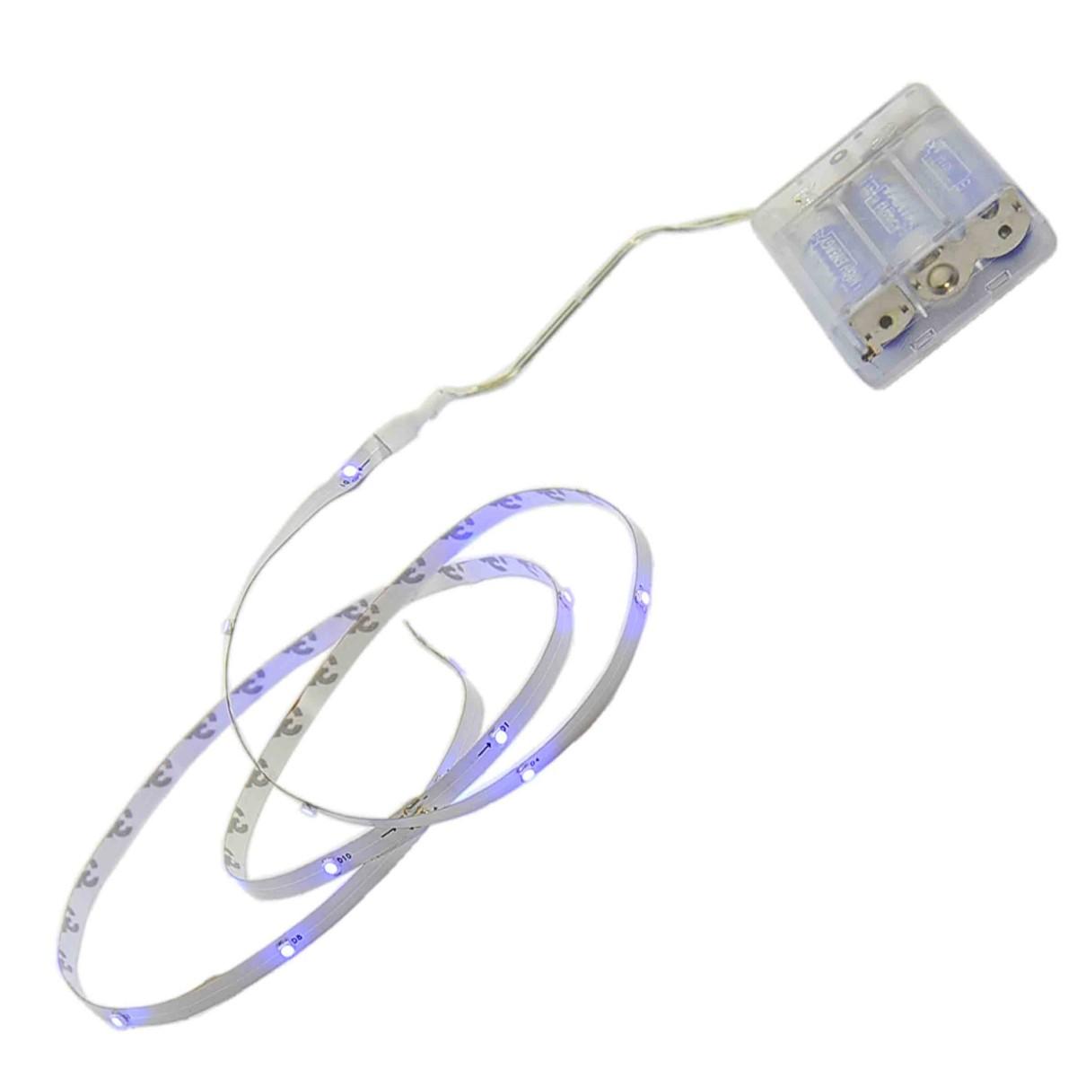 Luci Natale Esterno Batteria LED 20 Nastro mt.1 Blu |M2 Store