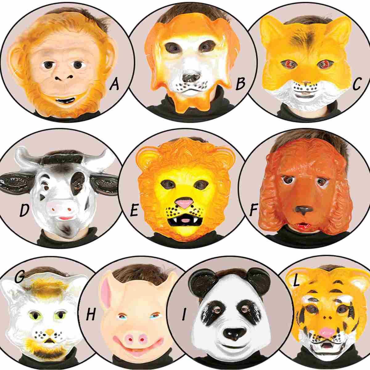 Maschera Viso PVC Animali Multicolor 10 Modelli |Guirca