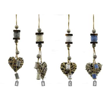 Cuore Rattan con Gomitolo cm.32 4 Colori Assortiti | M2 Store